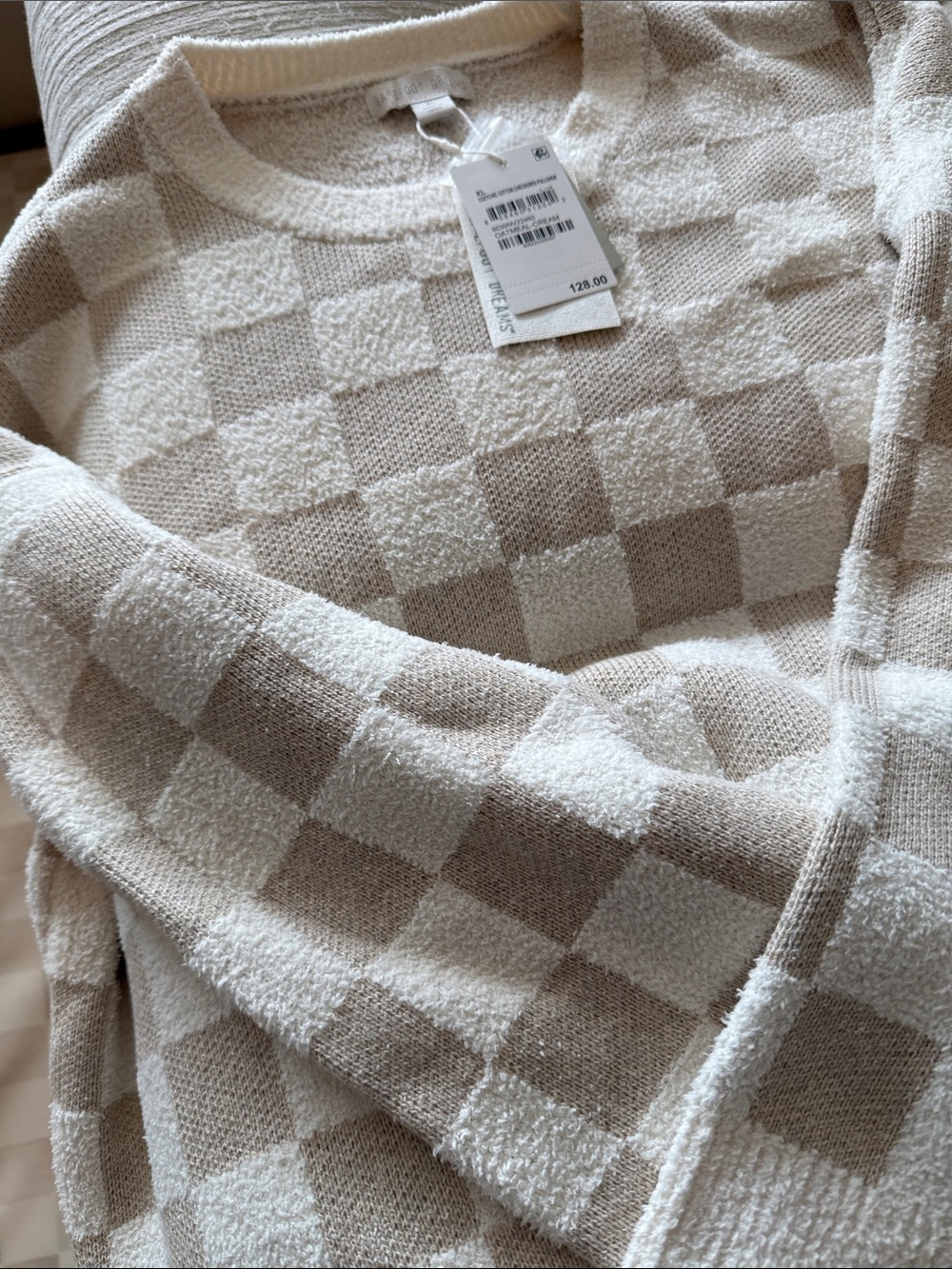 Barefoot Dreams Cozy Cotton Checkered Pullover NWT XL - Picture 7 of 10
